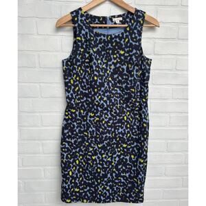 GAP Blue Cheetah Stretch Sleeveless shift dress -sz xs
